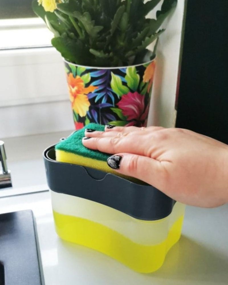 Dozownik na płyn do mycia naczyń pojemnik + gąbka