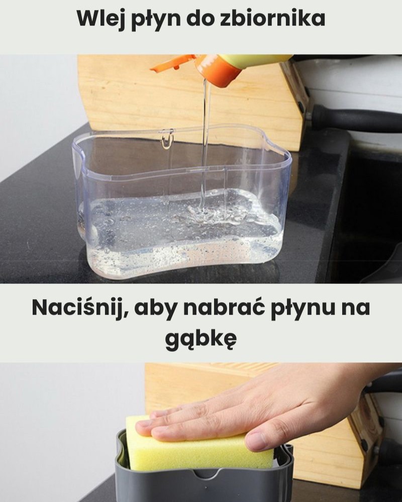 Dozownik na płyn do mycia naczyń pojemnik + gąbka