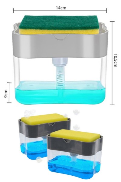 Dozownik na płyn do mycia naczyń pojemnik + gąbka wymiary