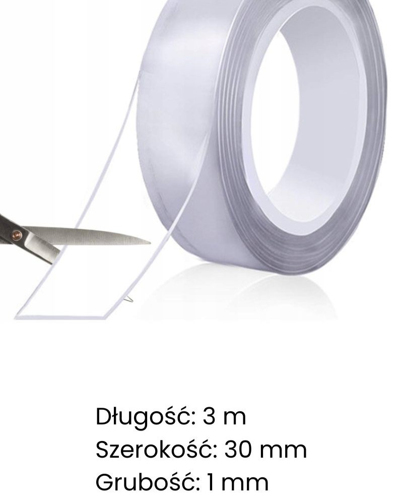Dwustronna taśma nano wielokrotnego użytku mocna 3m Dwustronna taśma nano wielokrotnego użytku mocna 3m parametry