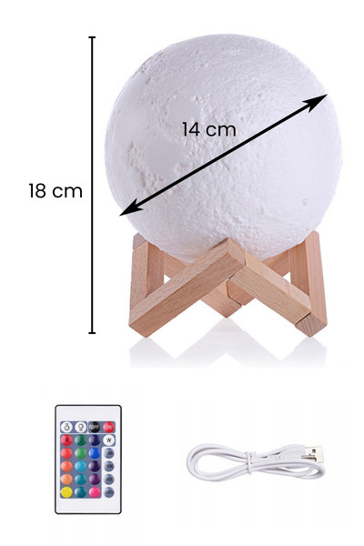 Lampka księżyc 3D LED 15 kolorów wymiary