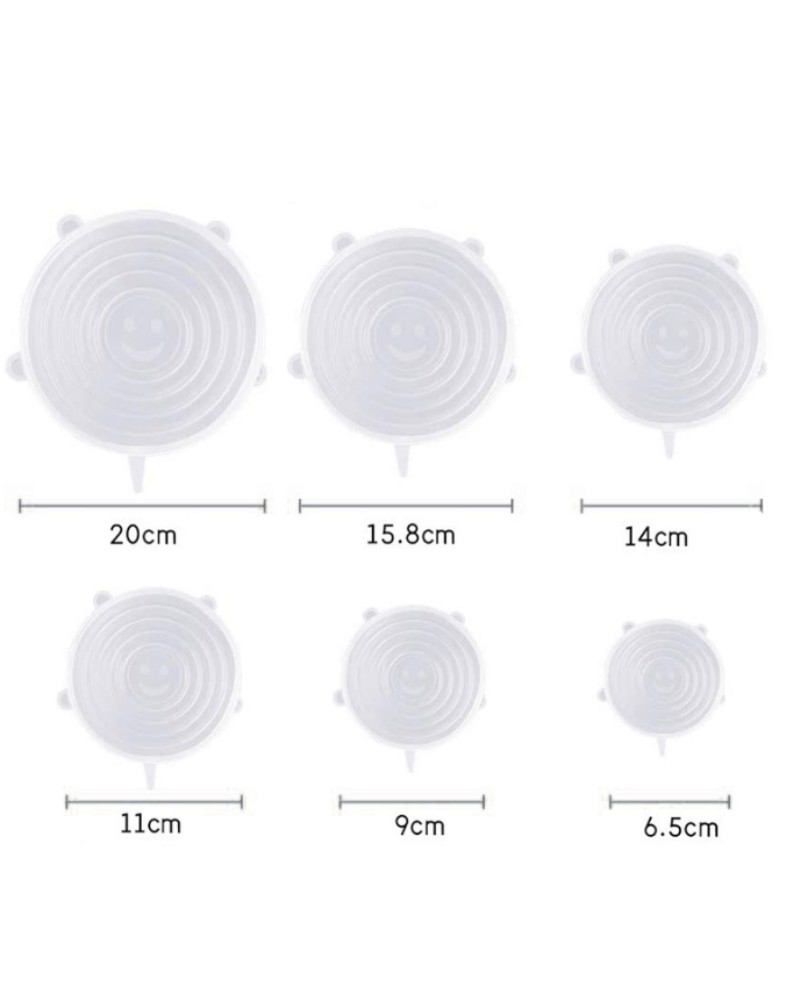 Pokrywki silikonowe uniwersalne na garnek Pokrywki silikonowe uniwersalne na garnek skład zestawu