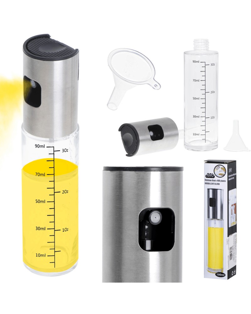 Spryskiwacz dozownik do oleju oliwy octu ze skalą 100 ml Elementy zestawu spryskiwacza do oliwy