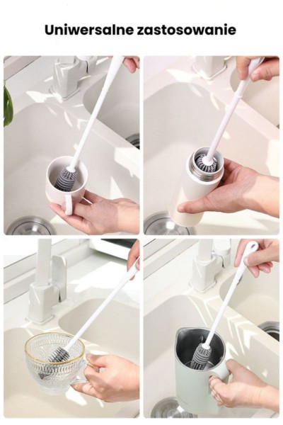 Szczotka silikonowa do mycia szklanek butelek długa