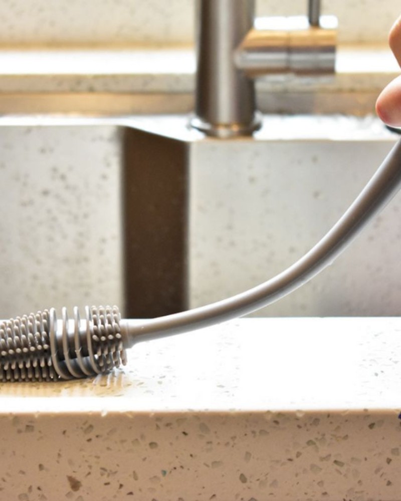 Szczotka silikonowa do mycia szklanek butelek długa