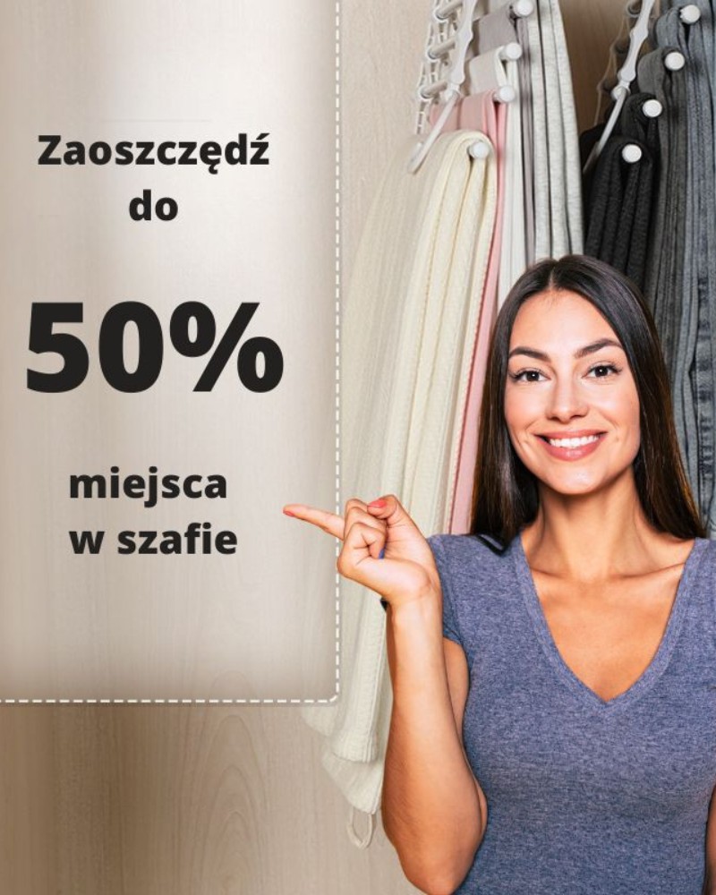 Wieszak na 5 par spodni składany 50% miejsca mniej