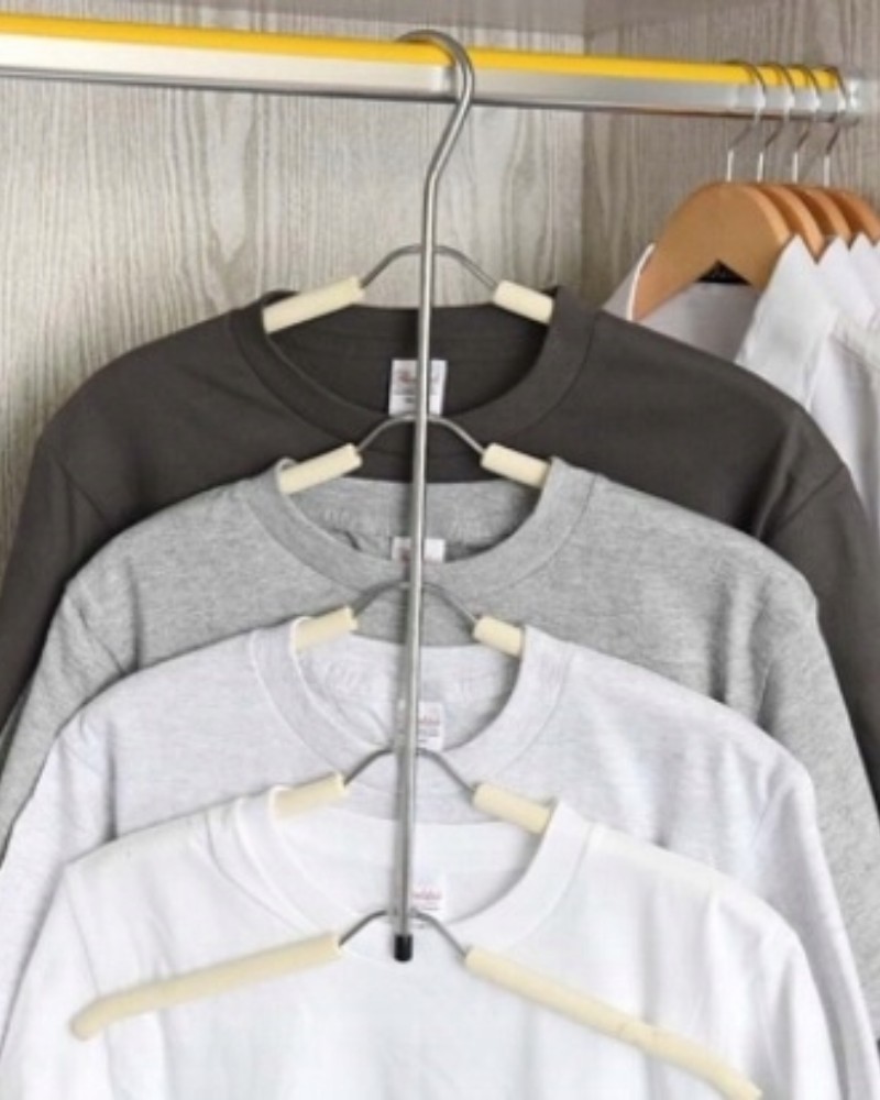 Wieszak na koszule metalowy składany 6w1