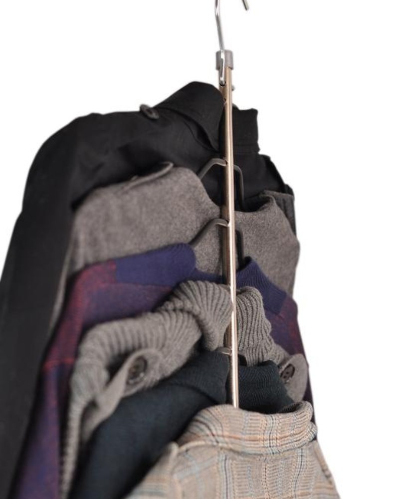 Wieszak na koszule metalowy składany 6w1