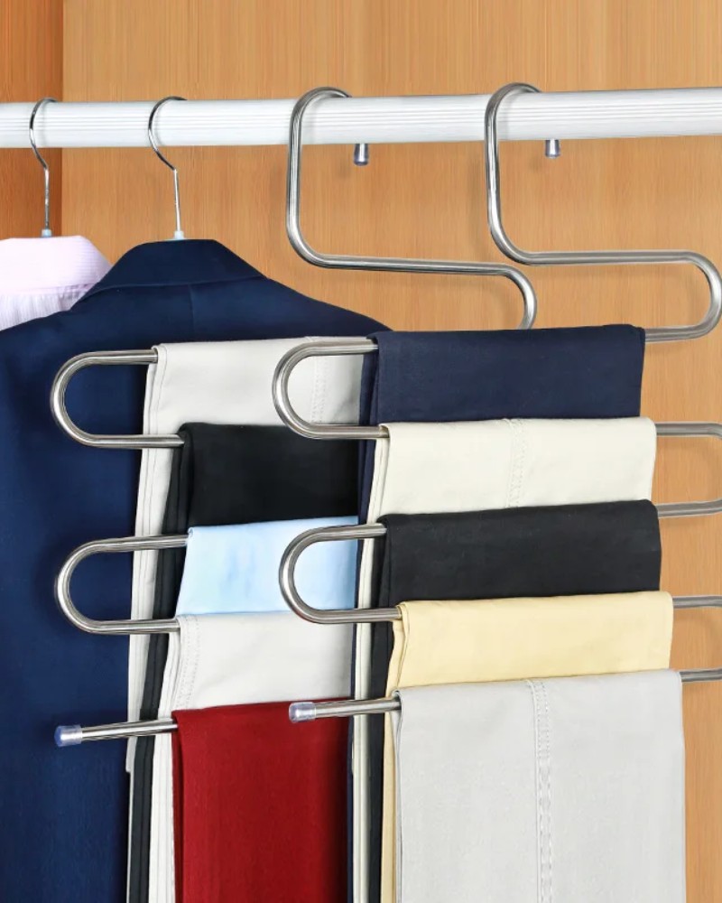 Wieszak wiszący na spodnie do szafy 5 par Spodnie na wieszaku na 5 par w szafie