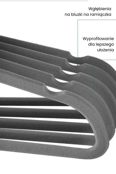 Wieszaki na koszule antypoślizgowe szare