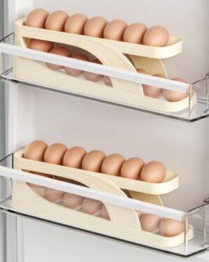 Pojemniki na jajka na półce w lodówce