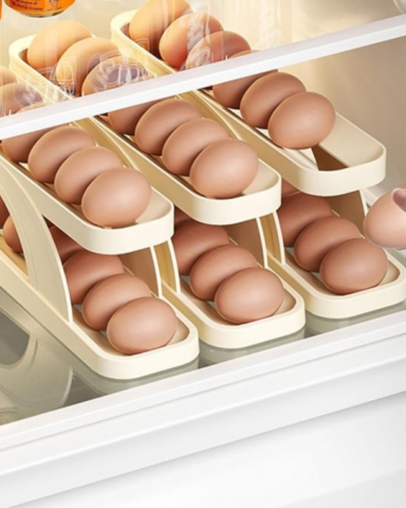 Pojemnik do przechowywania jajek dwupoziomowy automatyczny Pojemniki z jajkami na półce w lodówce