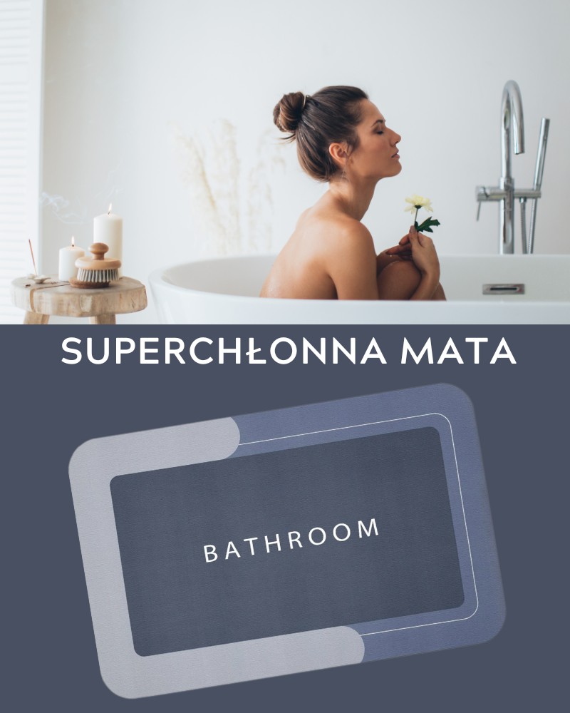 Kobieta w wannie i mata łazienkowa