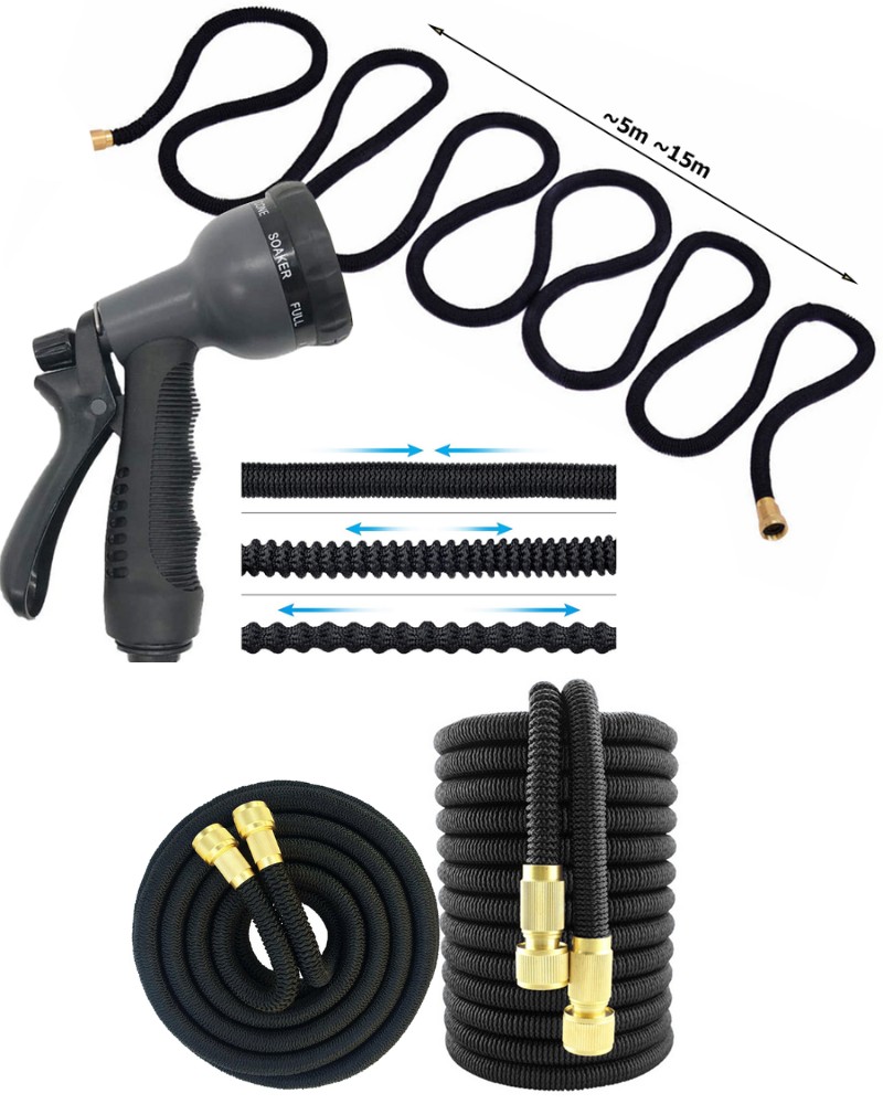 Wąż ogrodowy rozciągliwy 15m złączki pistolet hak