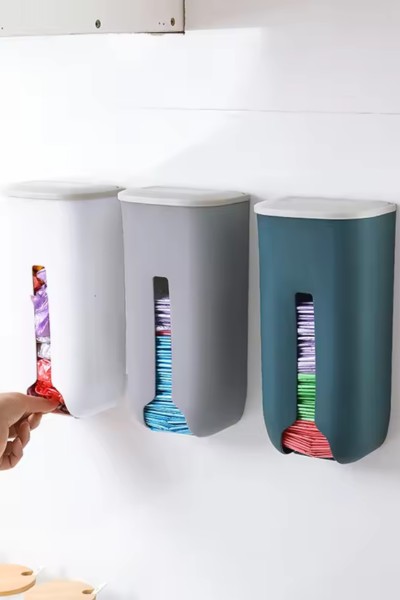 Pojemnik na reklamówki siatki torby organizer na worki kuchenny na ścianę