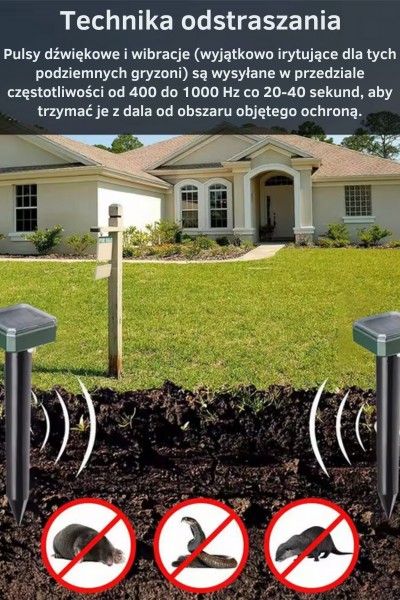 Odstraszacz solarny na krety gryzonie