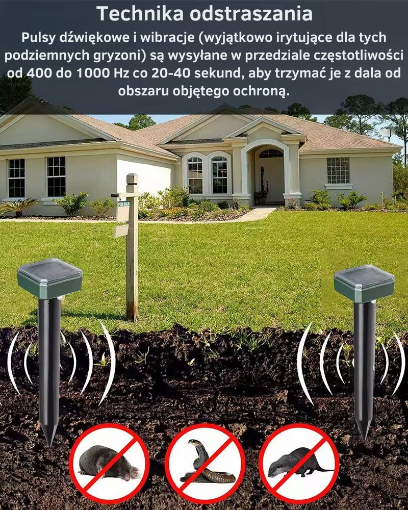 Odstraszacz solarny na krety gryzonie Odstraszacz solarny na krety gryzonie