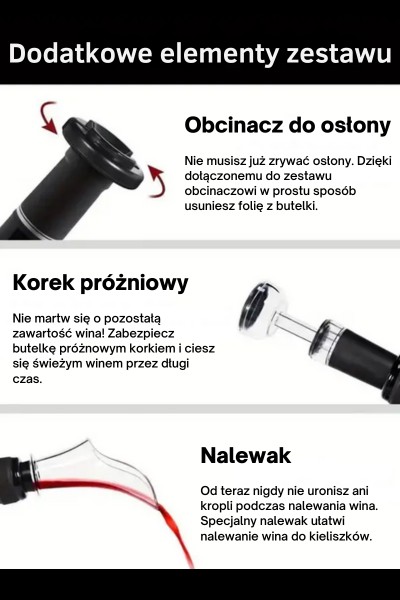 Elektryczny korkociąg automatyczny otwieracz do wina zestaw 4w1