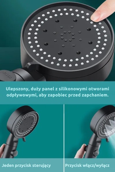 Słuchawka prysznicowa ShowerPro 2 czarna 5 funkcji natrysku
