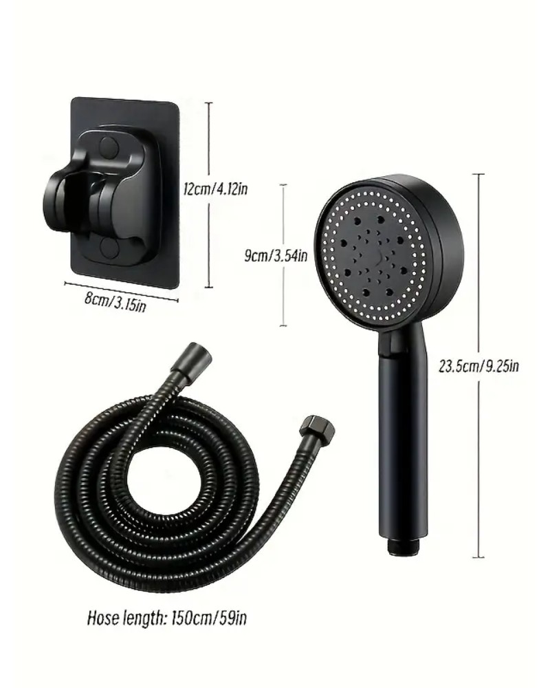 Słuchawka prysznicowa ShowerPro 2 czarna zestaw z wężem 5 funkcji natrysku