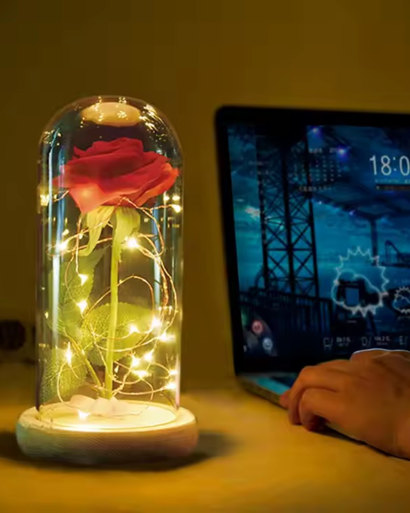 Wieczna róża w szkle LED świecąca Forever Love + pudełko