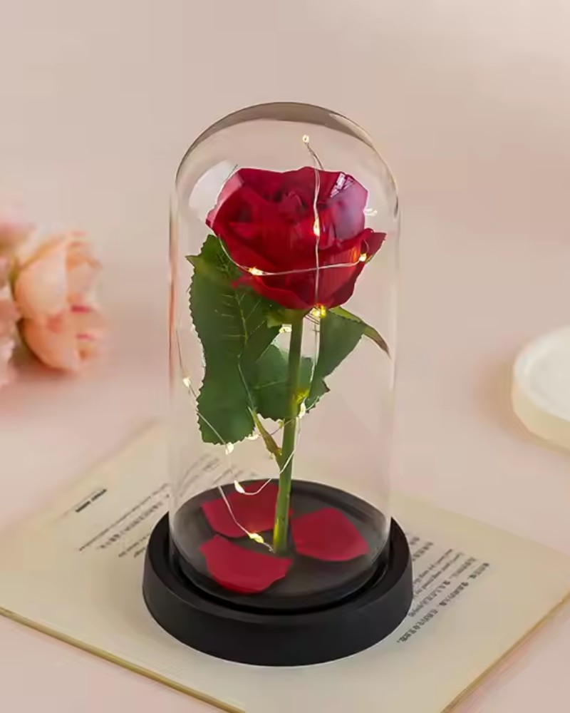 Wieczna róża w szkle LED świecąca Forever Love + pudełko