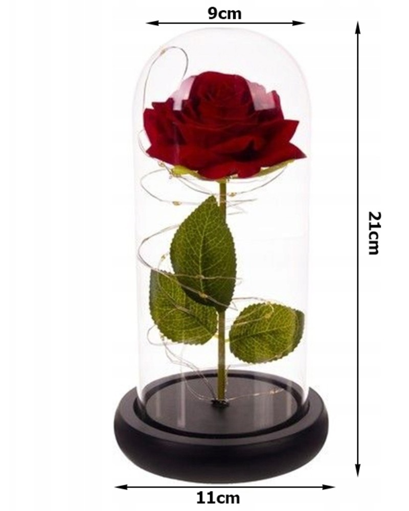 Wieczna róża w szkle LED świecąca Forever Love + pudełko