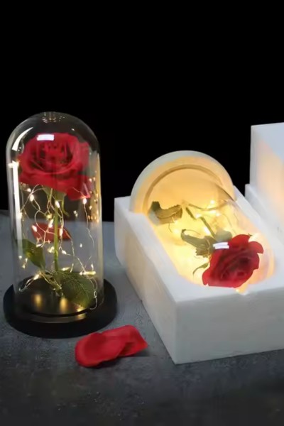 Wieczna róża w szkle LED świecąca Forever Love + pudełko