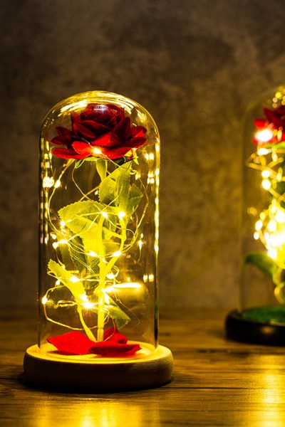 Wieczna róża w szkle LED świecąca Forever Love + pudełko