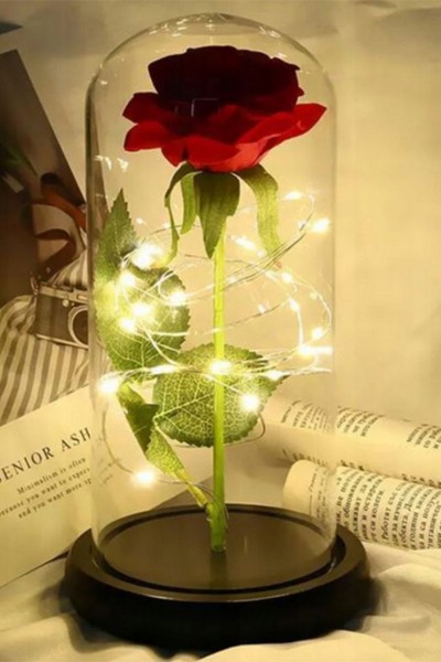 Wieczna róża w szkle LED świecąca Forever Love + pudełko