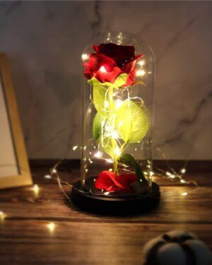 Wieczna róża w szkle LED świecąca Forever Love + pudełko