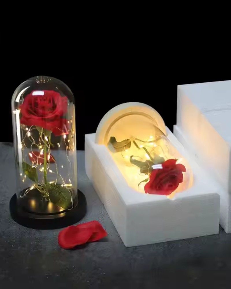 Wieczna róża w szkle LED świecąca Forever Love + pudełko