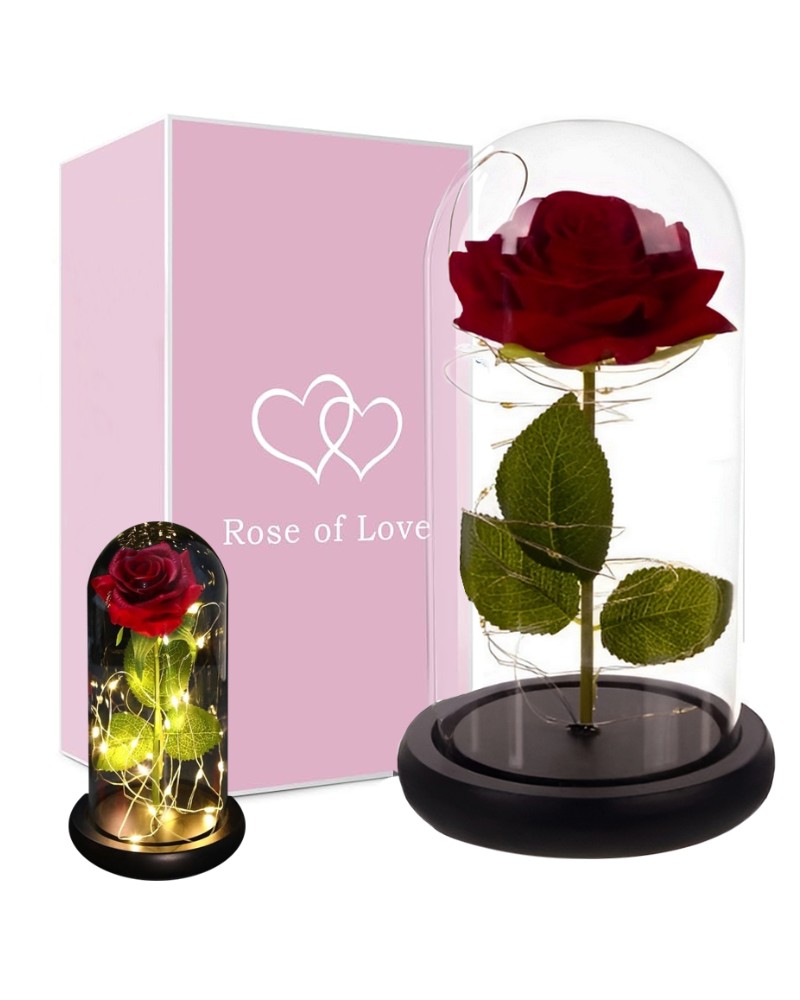 Wieczna róża w szkle LED świecąca Forever Love + pudełko