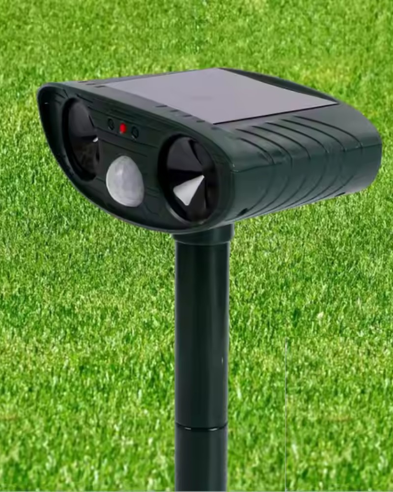 Odstraszacz solarny kretów na gryzonie kuny koty ptaki myszy szczury ultradźwięki czujnik ruchu