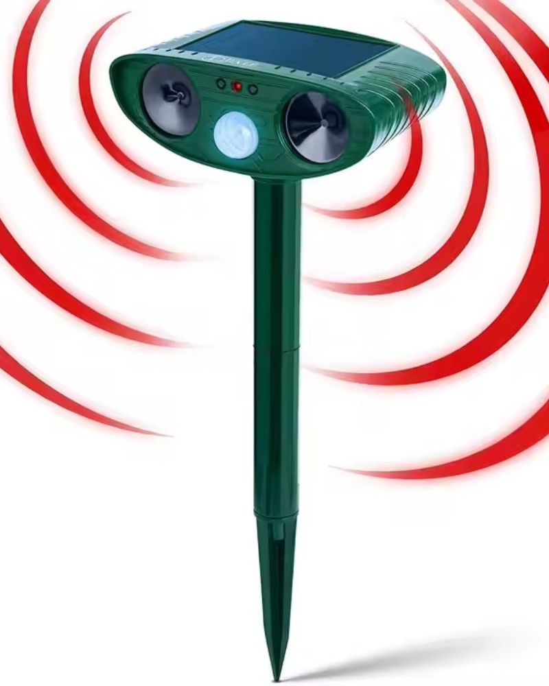 Odstraszacz solarny kretów na gryzonie kuny koty ptaki myszy szczury ultradźwięki czujnik ruchu