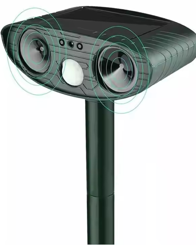 Odstraszacz solarny kretów na gryzonie kuny koty ptaki myszy szczury ultradźwięki czujnik ruchu