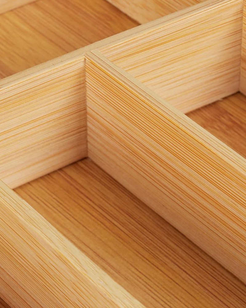 Wkład do szuflady organizer kuchenny na sztućce bambusowy 8 przegródek xl