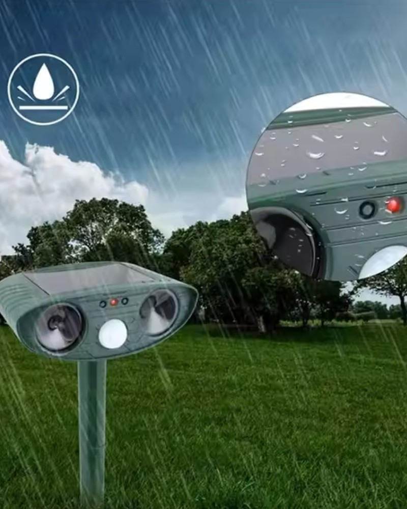 Odstraszacz solarny kretów na gryzonie kuny koty ptaki myszy szczury ultradźwięki czujnik ruchu