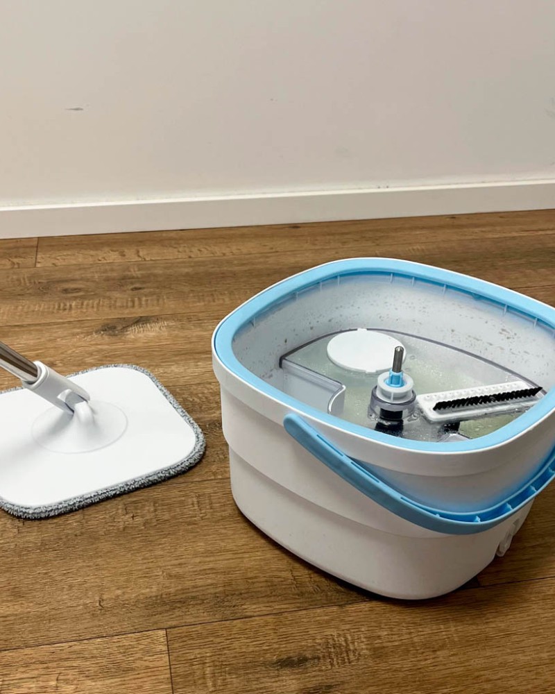 Mop obrotowy z wiadrem płaski rotacyjny czysta brudna woda wyciskacz