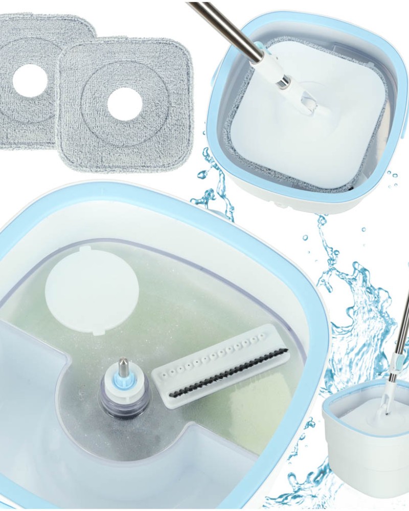 Mop obrotowy z wiadrem płaski rotacyjny czysta brudna woda wyciskacz