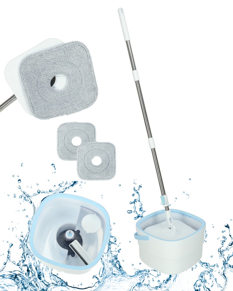 Mop obrotowy z wiadrem płaski rotacyjny czysta brudna woda wyciskacz