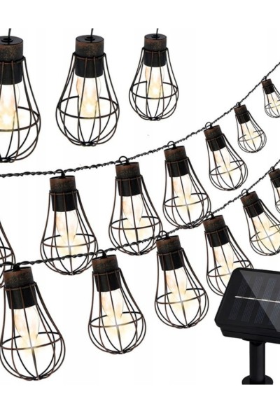 Lampki ogrodowe solarne żarówki girlanda loft 10LED