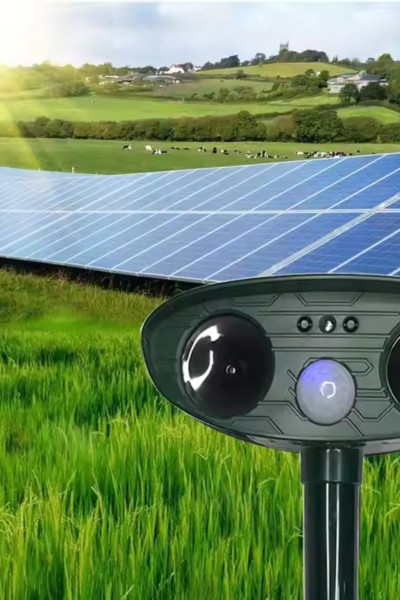 Odstraszacz solarny kretów na gryzonie kuny koty ptaki myszy szczury ultradźwięki czujnik ruchu