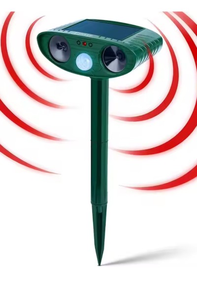 Odstraszacz solarny kretów na gryzonie kuny koty ptaki myszy szczury ultradźwięki czujnik ruchu