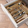 Wkład do szuflady organizer kuchenny na sztućce bambusowy 8 przegródek xl
