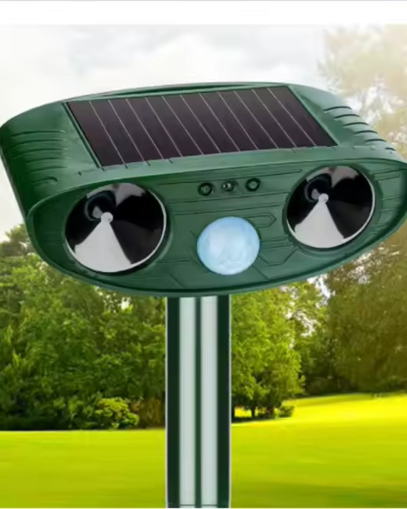 Odstraszacz solarny kretów na gryzonie kuny koty ptaki myszy szczury ultradźwięki czujnik ruchu