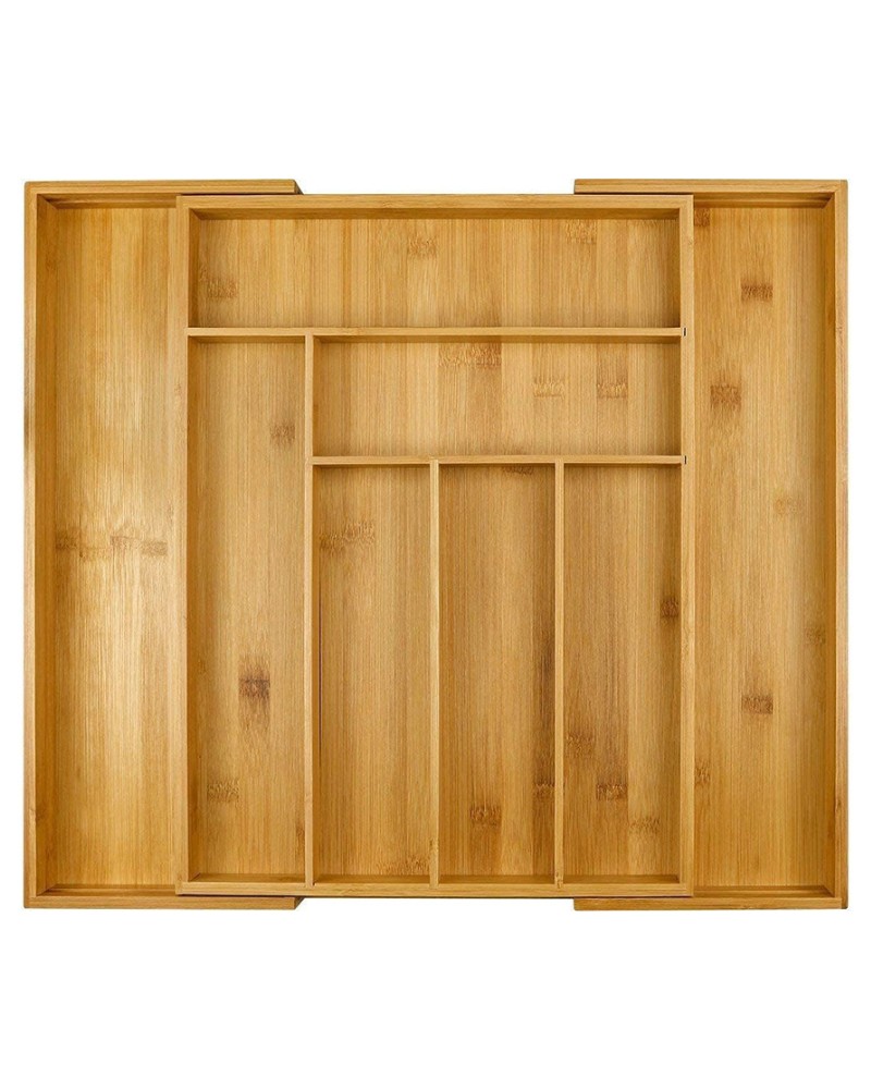 Wkład do szuflady organizer kuchenny na sztućce bambusowy 8 przegródek xl