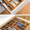 Wkład do szuflady organizer kuchenny na sztućce bambusowy 8 przegródek xl