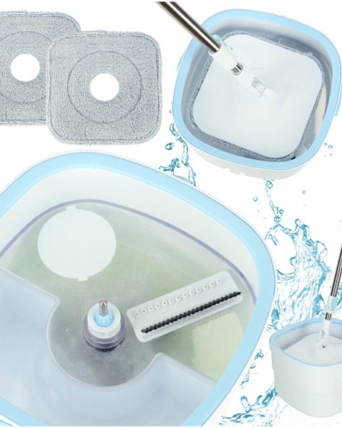 Mop obrotowy z wiadrem płaski rotacyjny czysta brudna woda wyciskacz