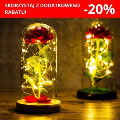 Wieczna róża w szkle LED świecąca Forever Love + pudełko